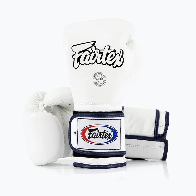 Fairtex Heavy Hitter's Mexican Style white/blue boxing gloves 4