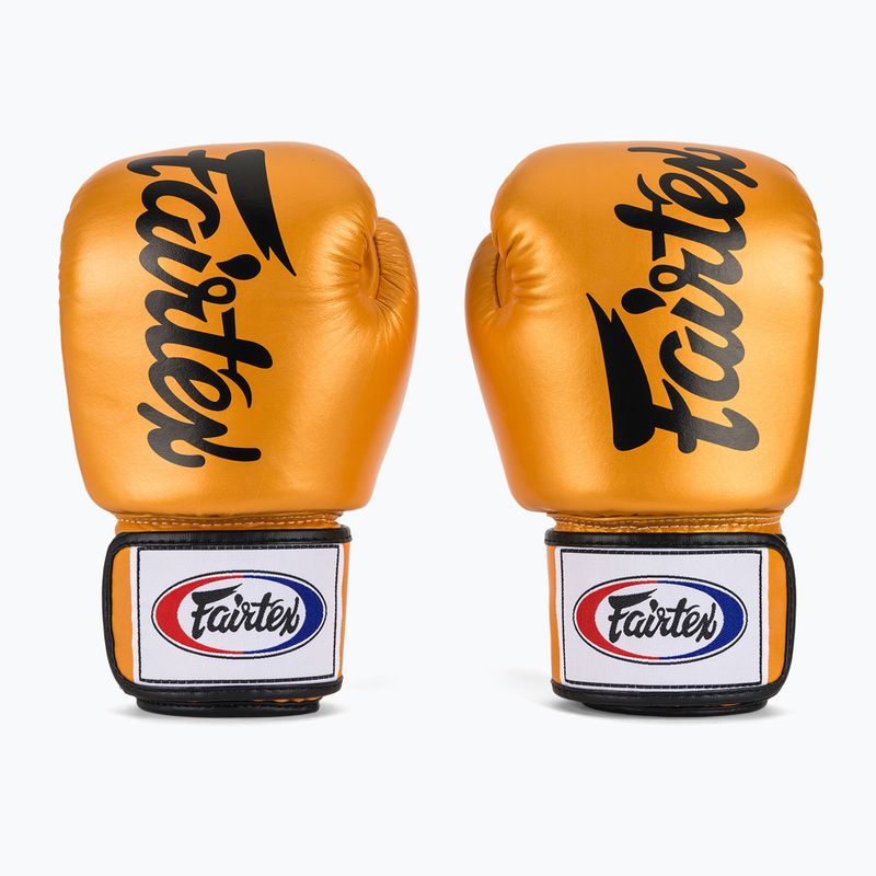 Fairtex Deluxe Tight-Fit gold boxing gloves 2