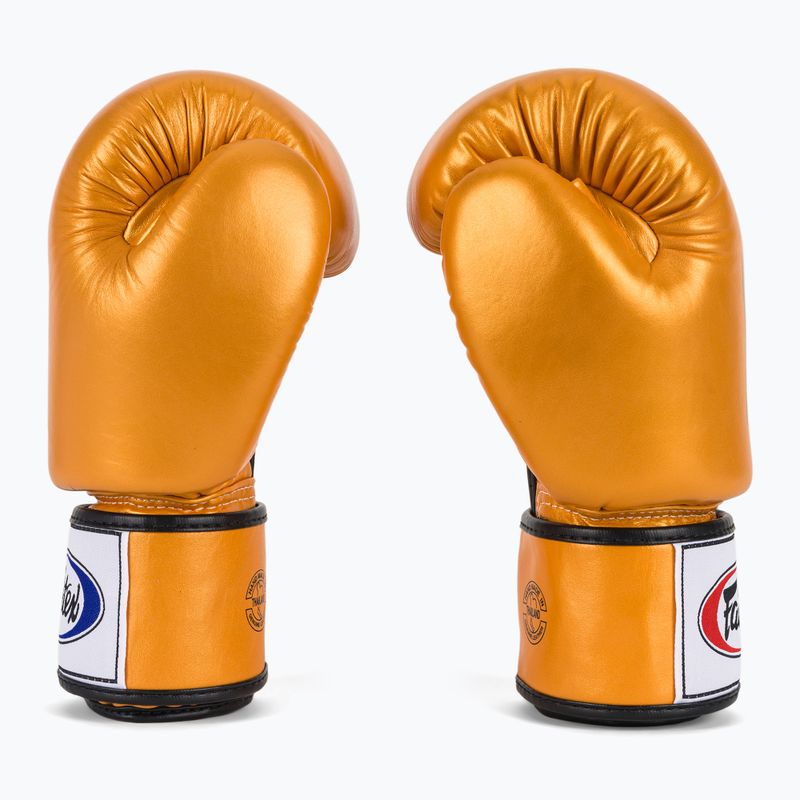 Fairtex Deluxe Tight-Fit gold boxing gloves 4