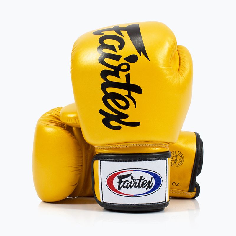 Fairtex Deluxe Tight-Fit gold boxing gloves 4