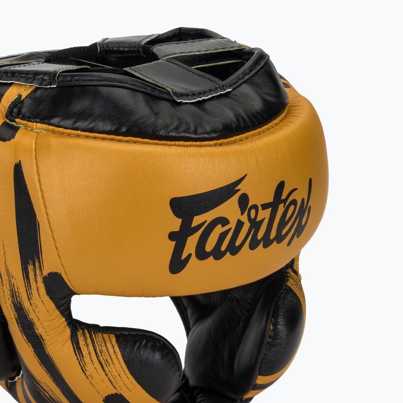 Fairtex Microfiber Headguard boxing helmet gold 4