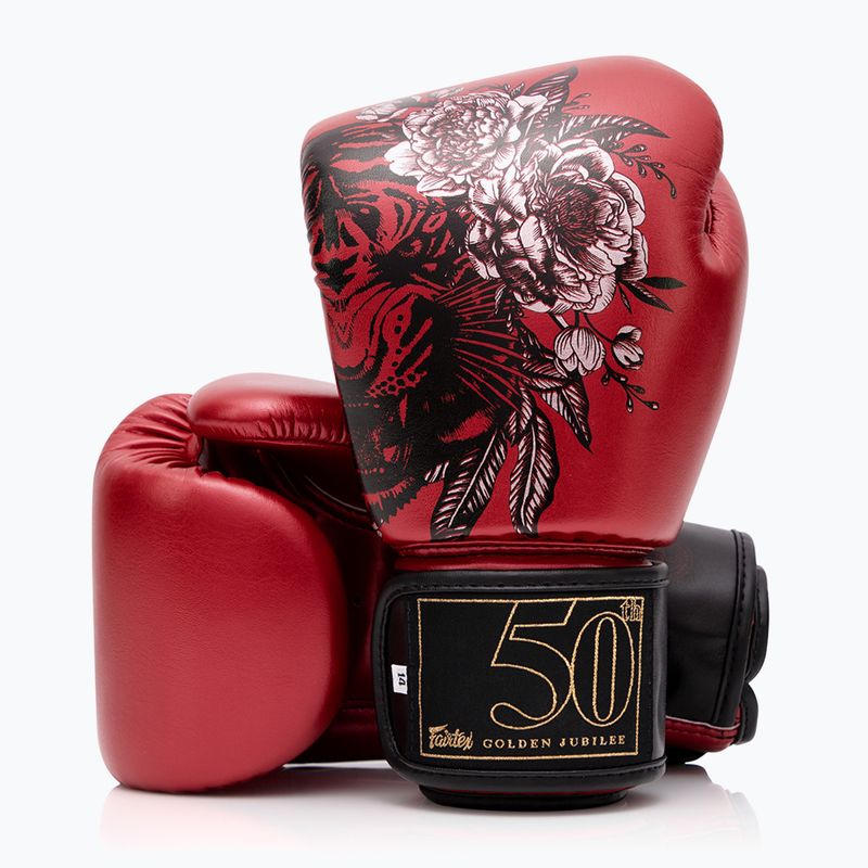 Fairtex Golden Jubilee red boxing gloves 4