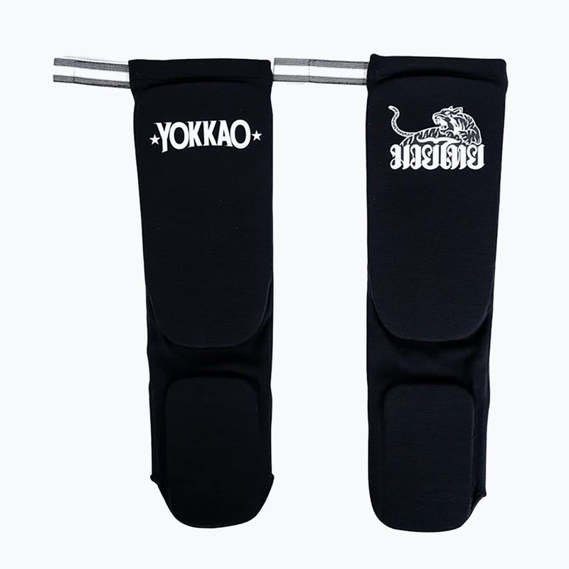 YOKKAO Muay Thai Boxing tibia protectors black cotton