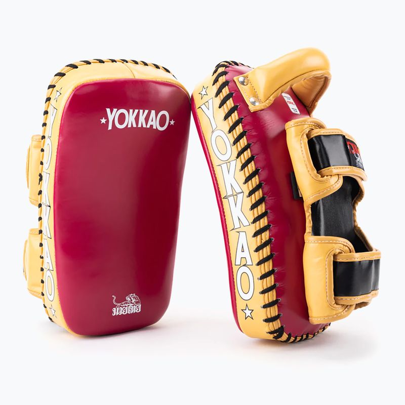 YOKKAO Curved Kick Pads red/yellow KYPCL-21 training discs 2