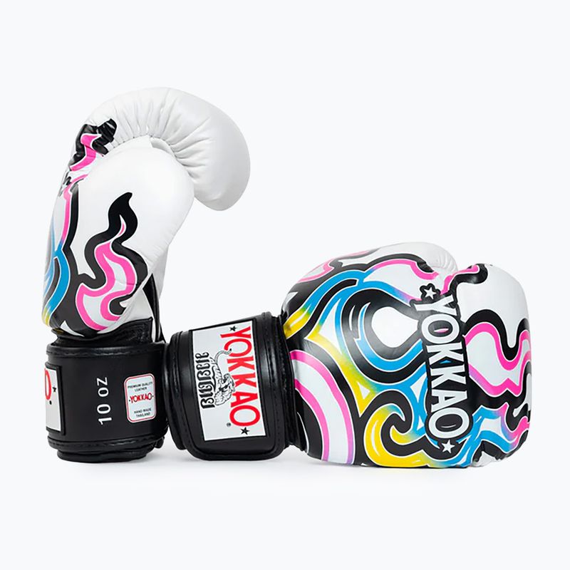 Men's boxing gloves YOKKAO Flames white 3