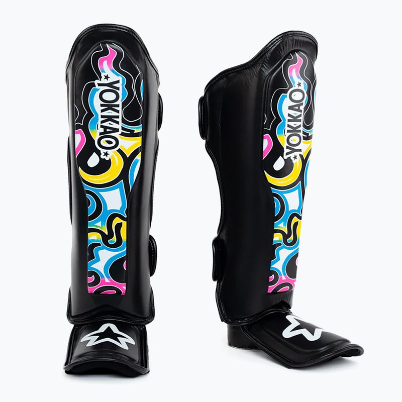 Yokkao Flames black tibia and foot protectors 2
