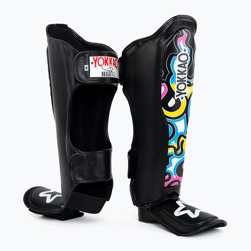 Yokkao Flames black tibia and foot protectors 3