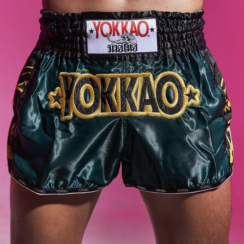 Men's training shorts YOKKAO Original Muay Thai green 7