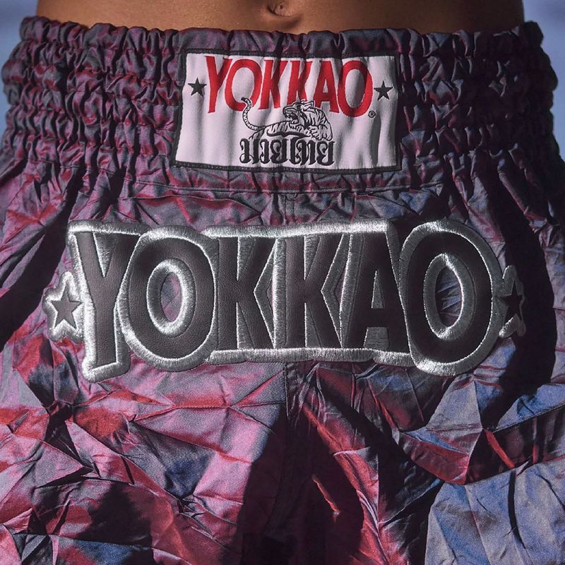 Men's training shorts YOKKAO Lunar Muay Thai iridescent blue grey 13