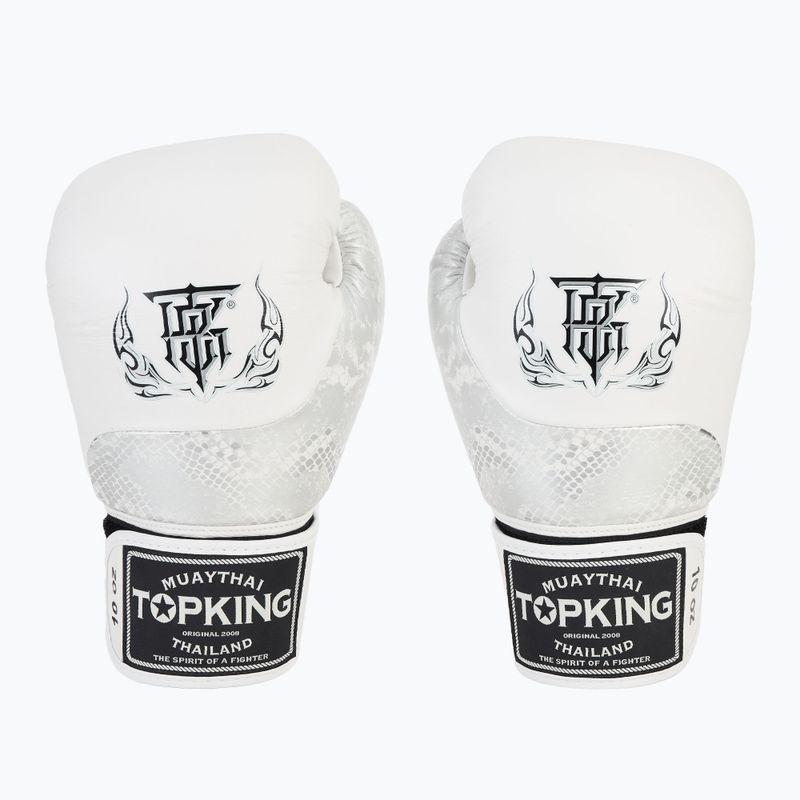 Top King Muay Thai Power Snake white/silver boxing gloves 2