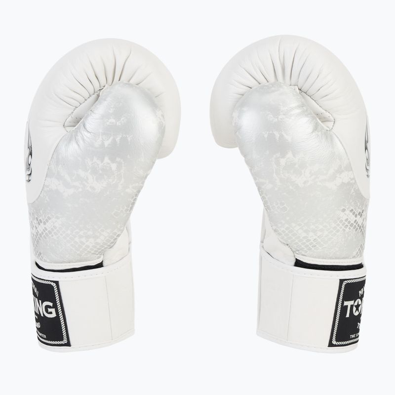 Top King Muay Thai Power Snake white/silver boxing gloves 4