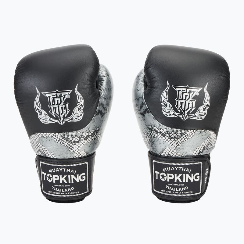 Top King Muay Thai Power Snake black/silver boxing gloves 2