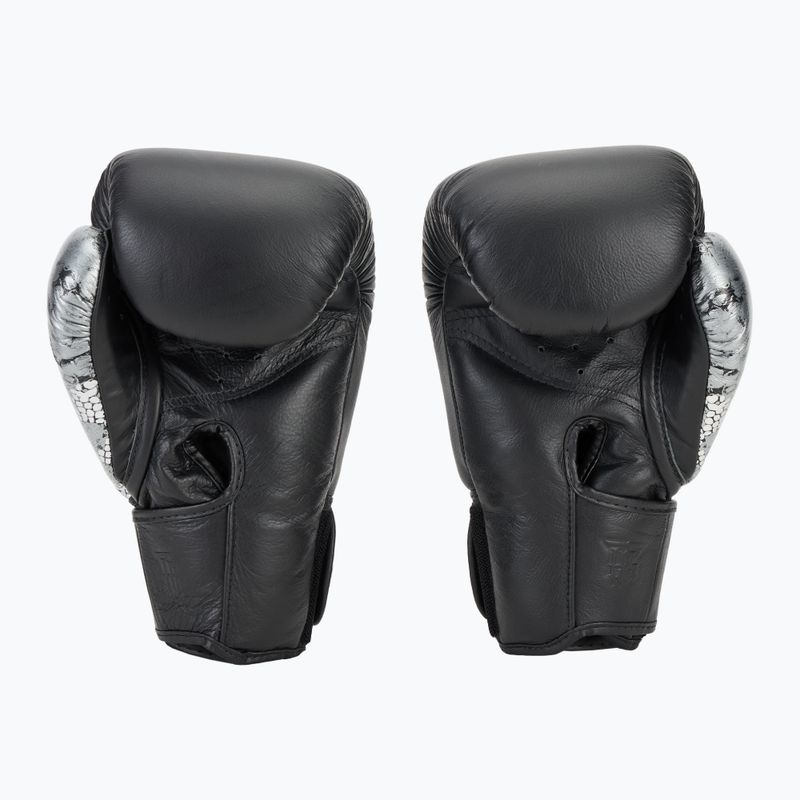 Top King Muay Thai Power Snake black/silver boxing gloves 3