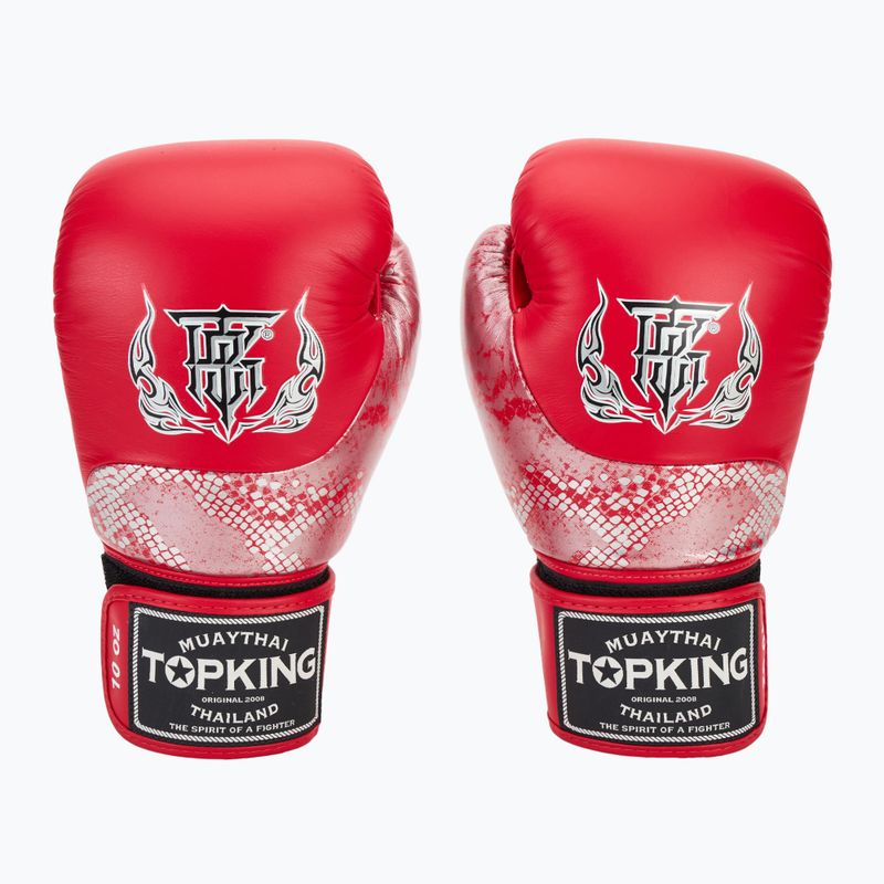 Top King Muay Thai Power Snake red/silver boxing gloves 2