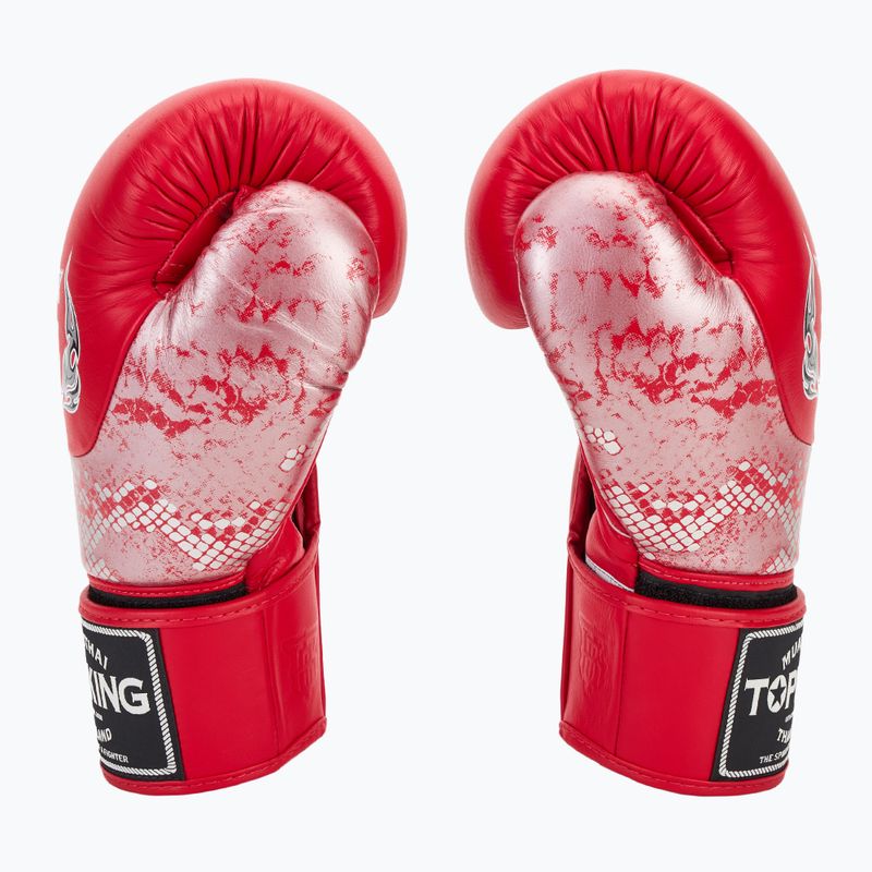 Top King Muay Thai Power Snake red/silver boxing gloves 4