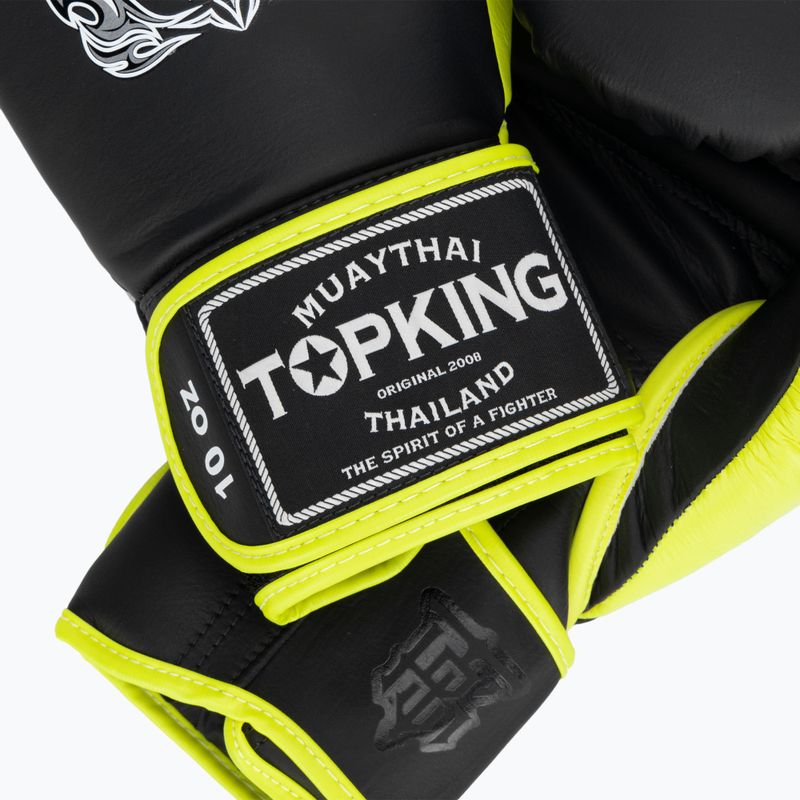 Top King Reborn Boxing Gloves Semi Leather black/yellow 4