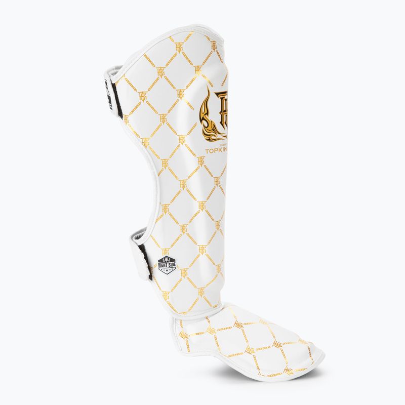Top King Chain Semi Leather white/gold tibia and foot protectors 2