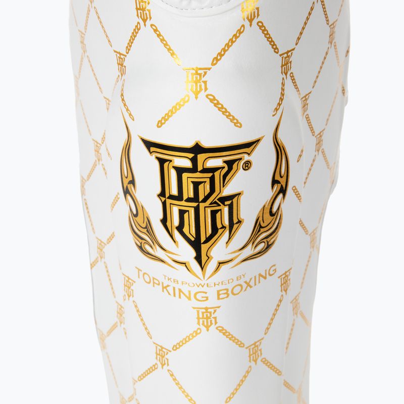 Top King Chain Semi Leather white/gold tibia and foot protectors 5