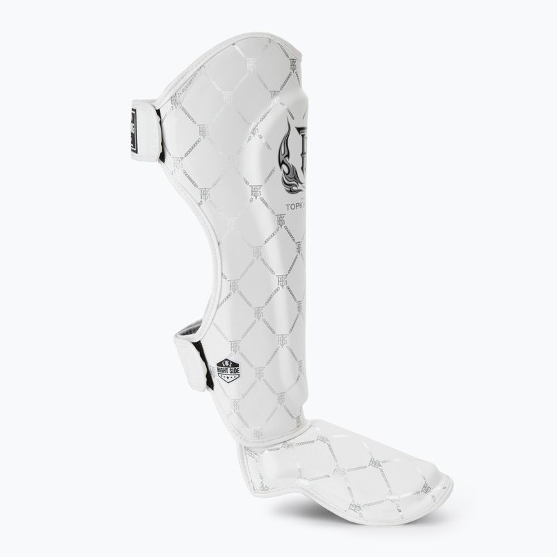 Top King Chain Semi Leather white/silver tibia and foot protectors 2