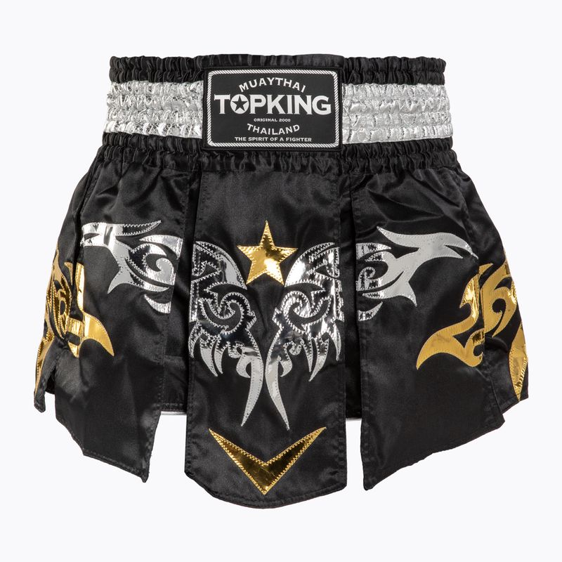 Top King Thai Boxing training shorts black/white/gold