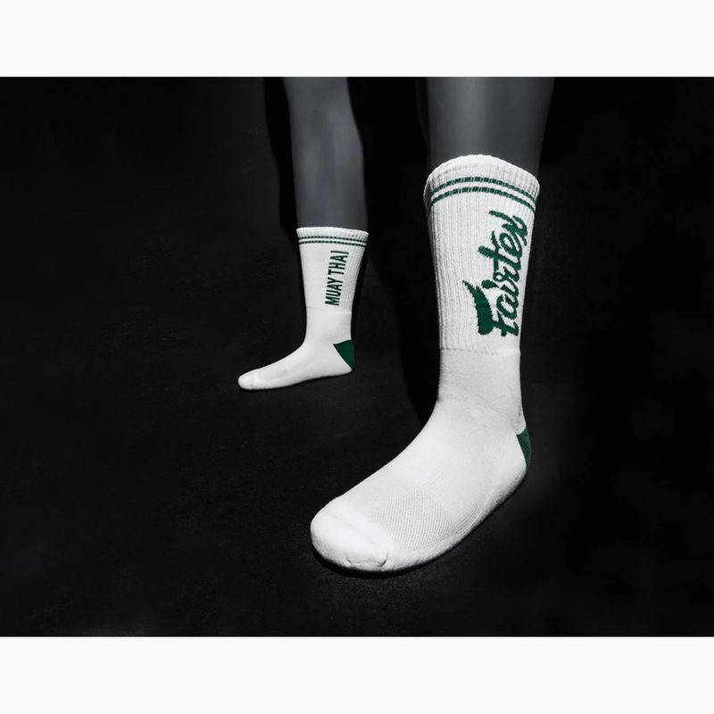 Fairtex "Muay Thai" white/green socks 2