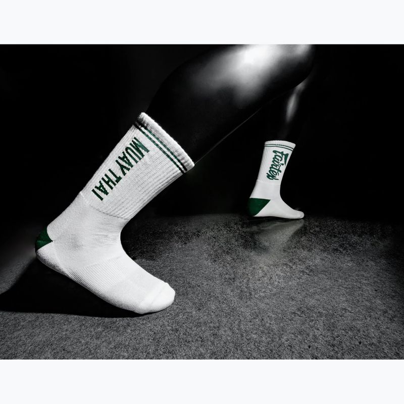 Fairtex "Muay Thai" white/green socks 3