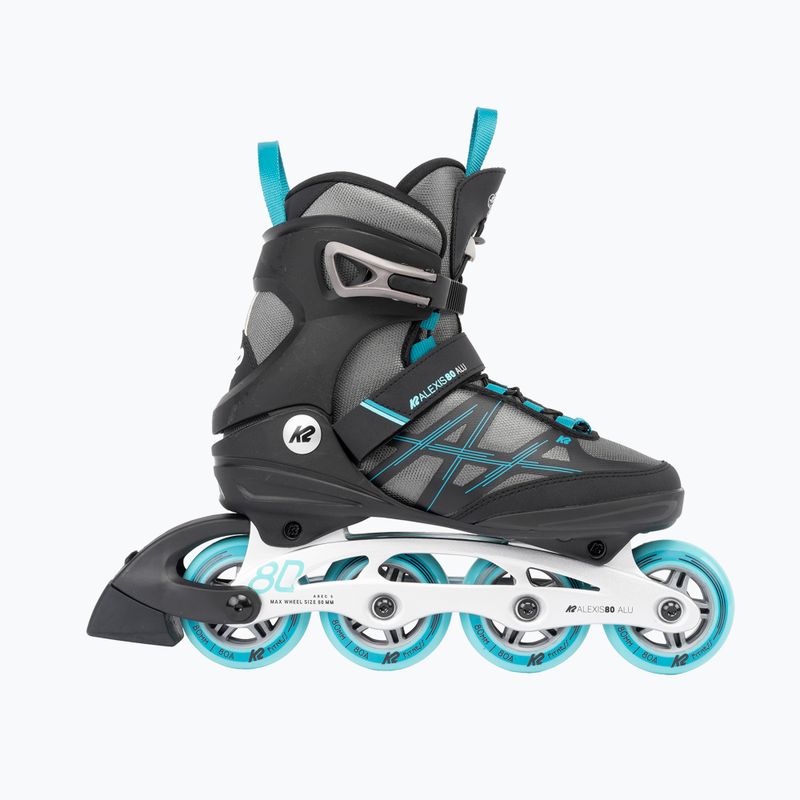 Women's inline skates K2 Alexis 80 Alu grey/cyan 2