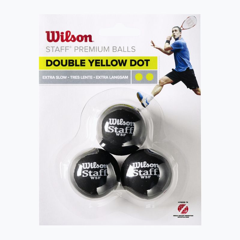 Wilson Staff Ball Double Yellow Dot squash balls 3 pcs black 2