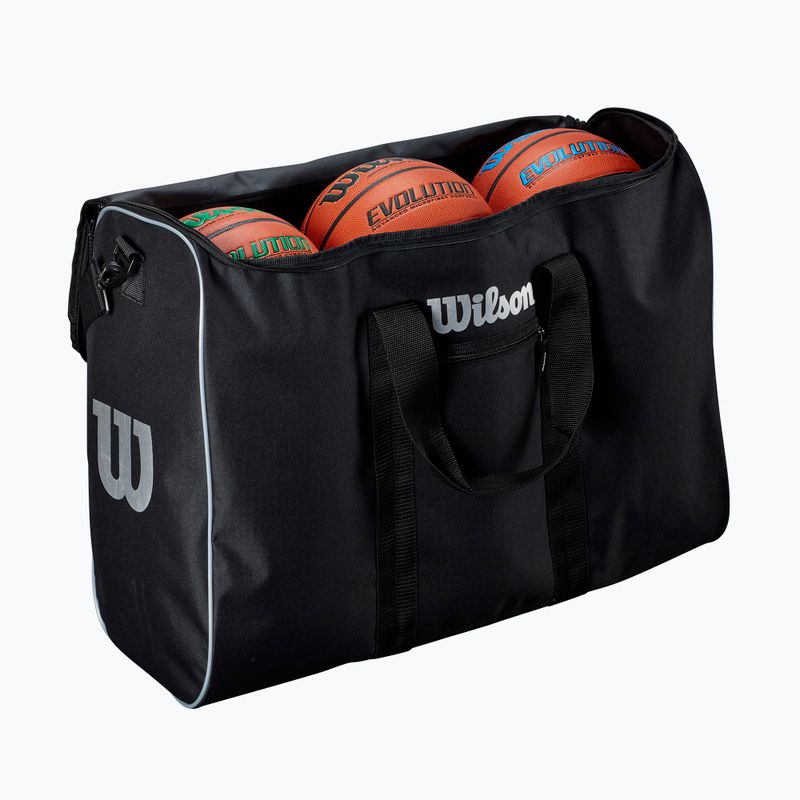 Basketball bag Wilson Travel Basket 6 Ball black/silver 3