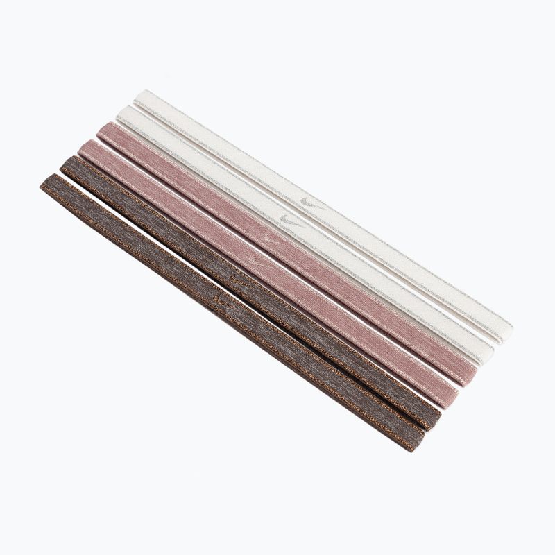 Nike Swoosh Sport Metallic headbands 6 pcs brown/smokey mauve/metallic silver