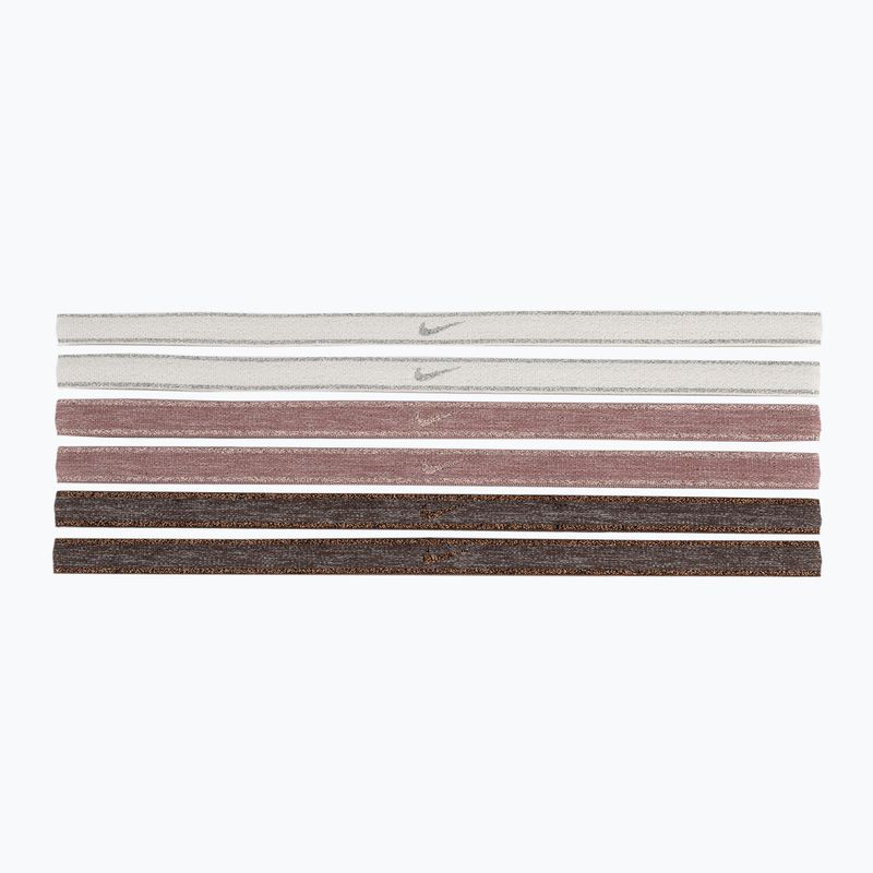 Nike Swoosh Sport Metallic headbands 6 pcs brown/smokey mauve/metallic silver 2