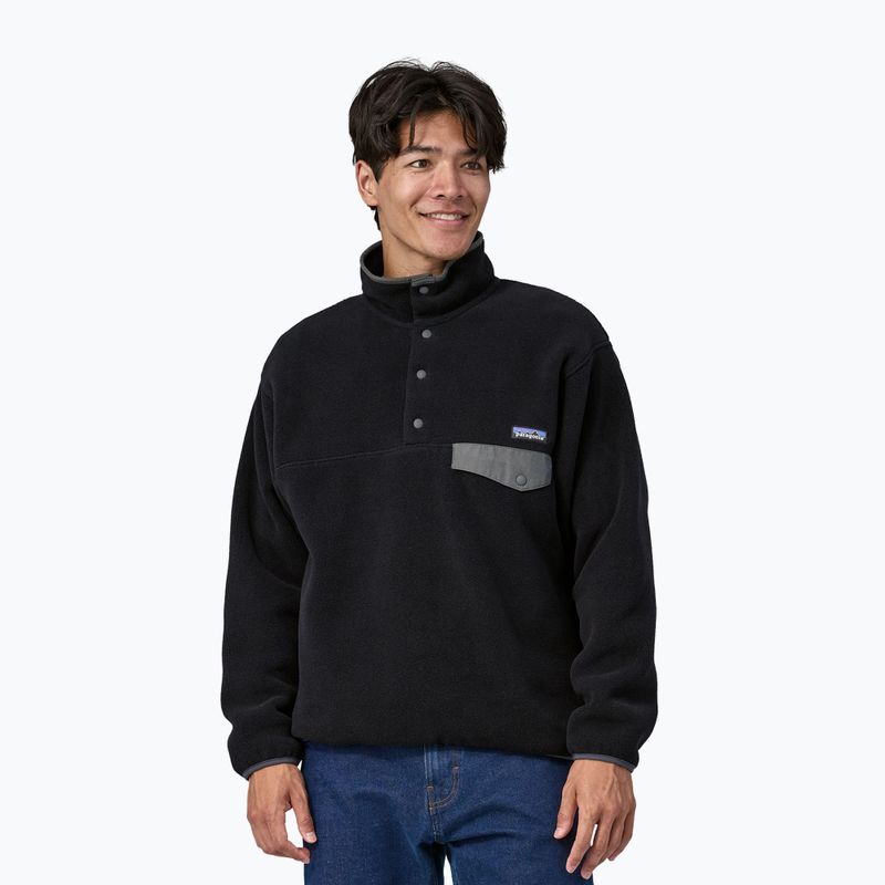 Men's fleece sweatshirt Patagonia Synch Snap-T P/O black w/forge grey
