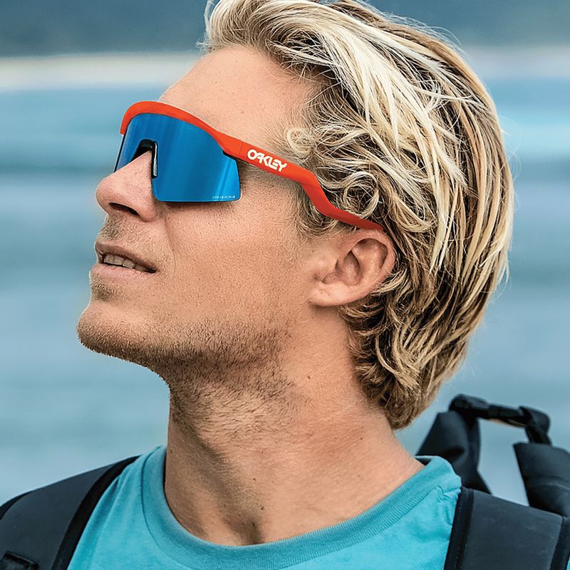 Oakley Hydra neon orange/prizm sapphire sunglasses 12