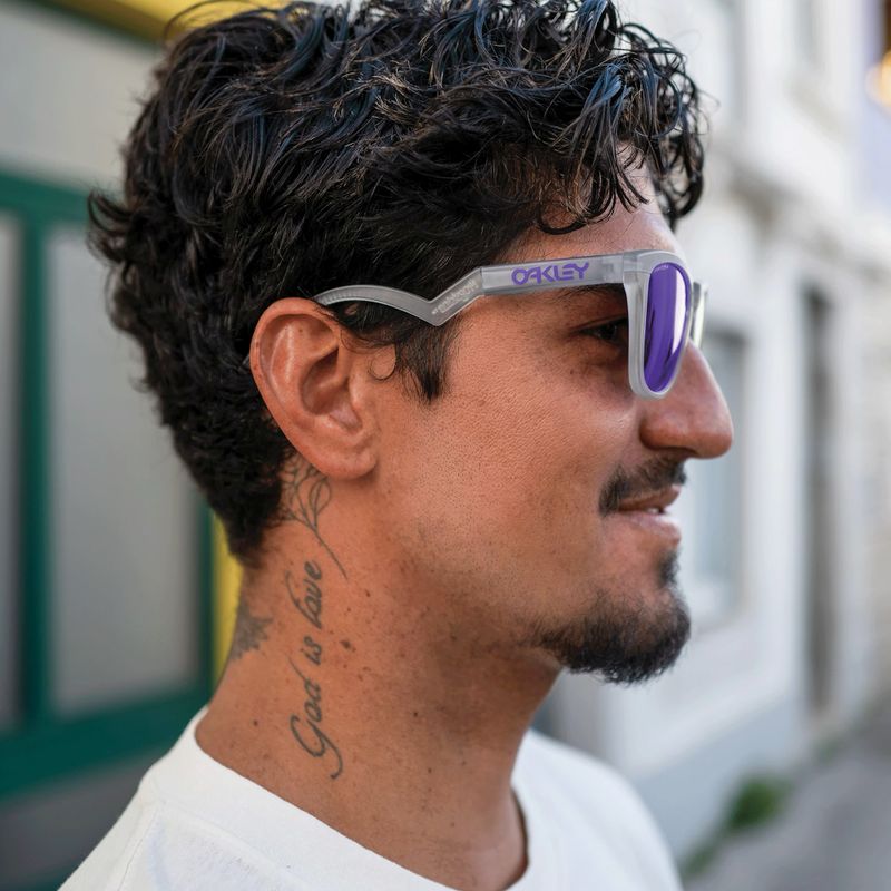 Oakley Frogskins Hybrid matte trans lilac/clear prizm violet sunglasses 8