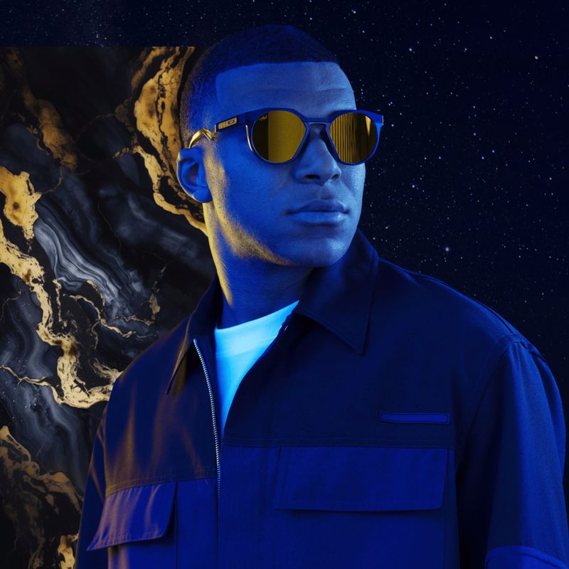 Oakley HSTN Kylian Mbappé Signature Series navy trans blue/prizm 24k polarized sunglasses 7