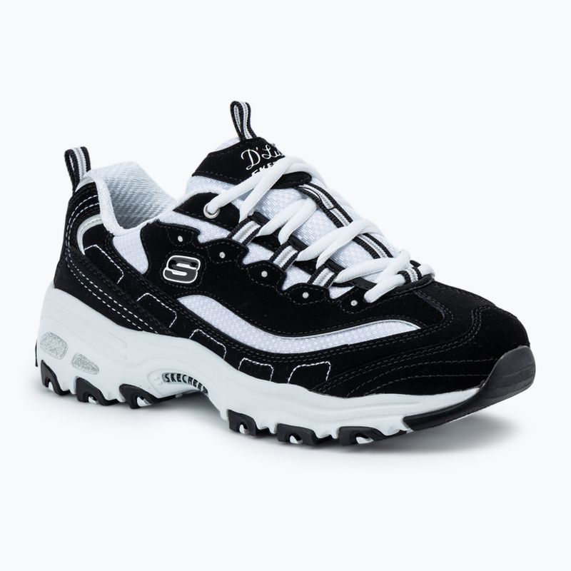 SKECHERS women's D'Lites Biggest Fan black/white/silver shoes