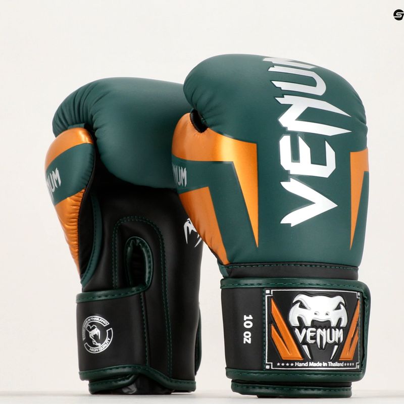 Venum Elite green/bronze/silver boxing gloves 6