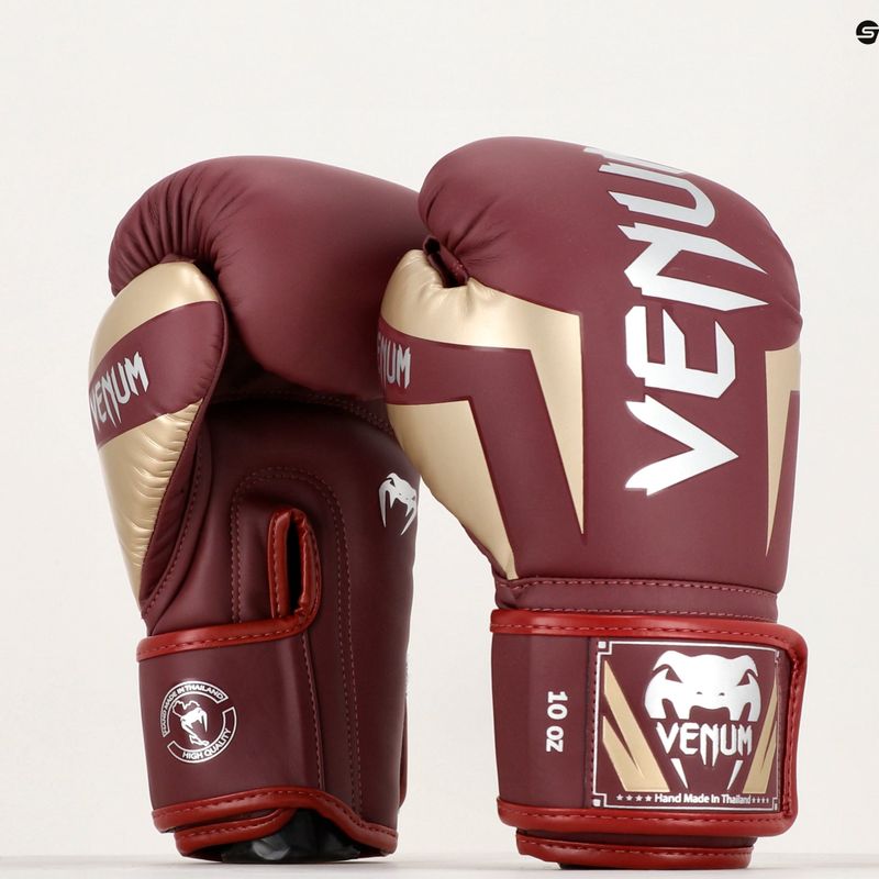 Venum Elite burgundy/gold boxing gloves 6