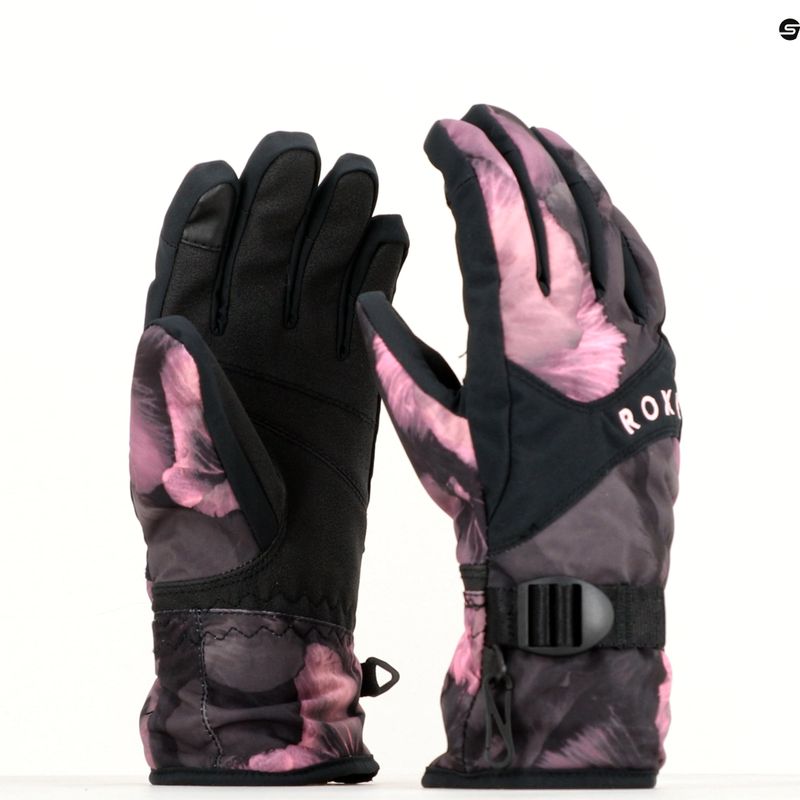 Women's snowboard gloves ROXY Jetty true black pansy pansy 5