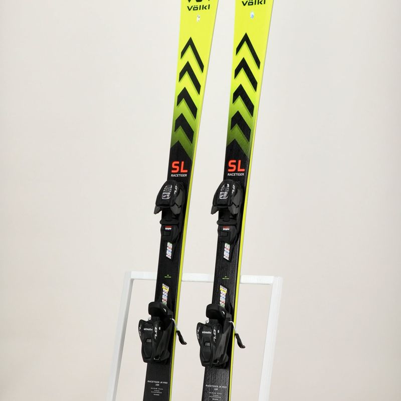 Children's downhill skis Völkl Racetiger Junior Pro + 7.0 VMotion Jr flo yellow/black 7