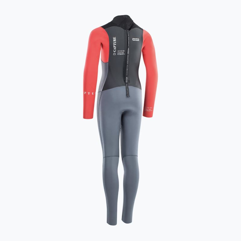 Children's surfing wetsuit ION Capture 4/3 Back Zip Jr steel blue/red 2