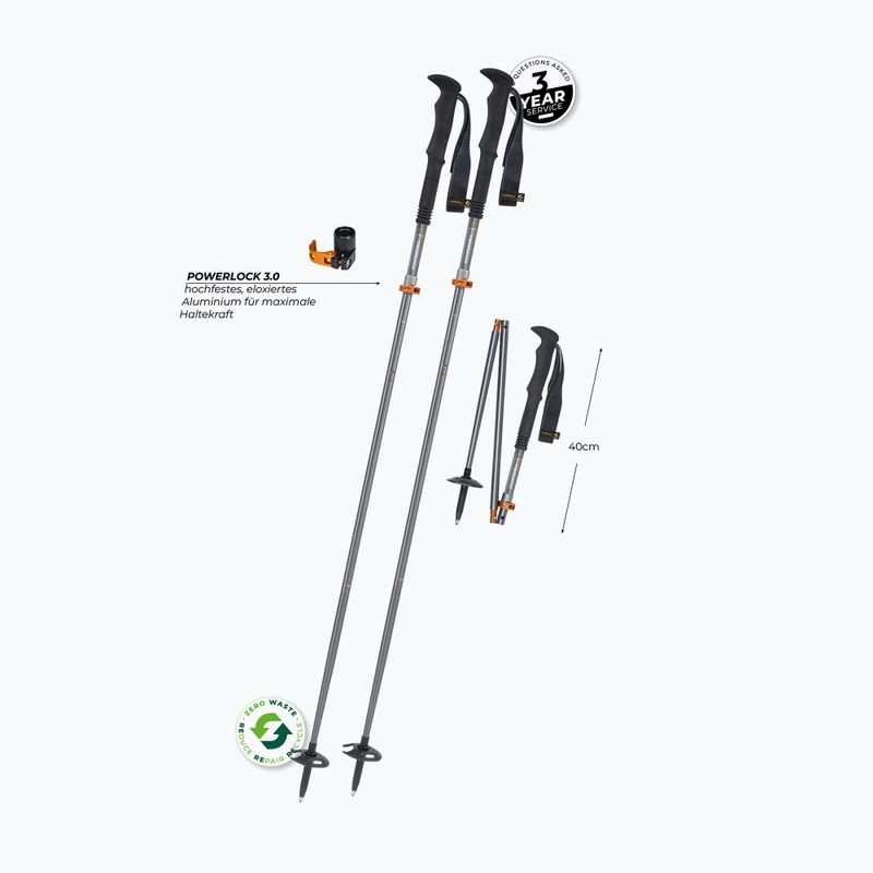 Komperdell FX Lite Ti Vario silver/orange trekking poles 2