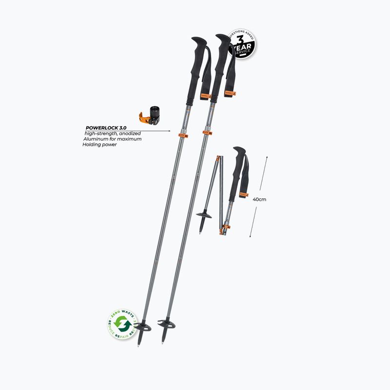 Komperdell FX Lite Ti Vario Compact silver/orange trekking poles 2