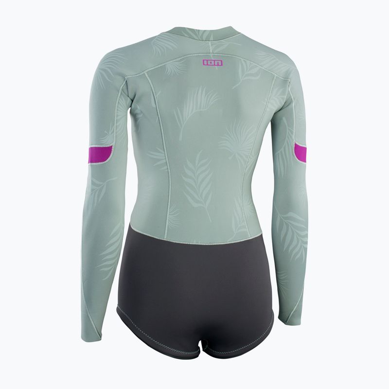 Women's wetsuit ION Amaze Hot Shorty 1.5 Front Zip light olive 3