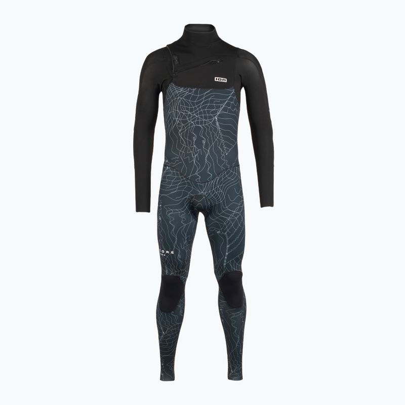 Men's ION Seek Core 3/2 mm Front Zip distorted black swim wetsuit 2