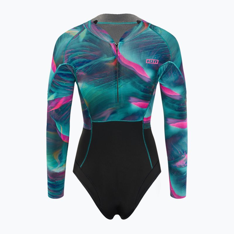 Women's Swim Foam ION Amaze Hot Shorty 1.5 Front Zip tropical palm glitch 2