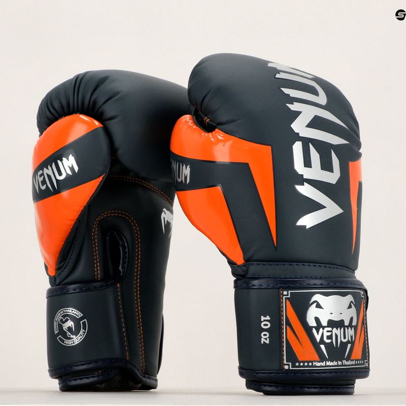 Venum Elite boxing gloves navy/silver/orange 7