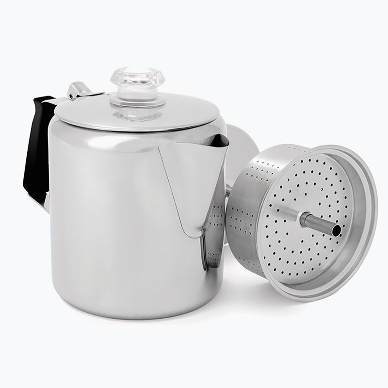 GSI Outdoors Glacier Stainless 6 Cup Perc W/Silicone Handle polished hiking cafe