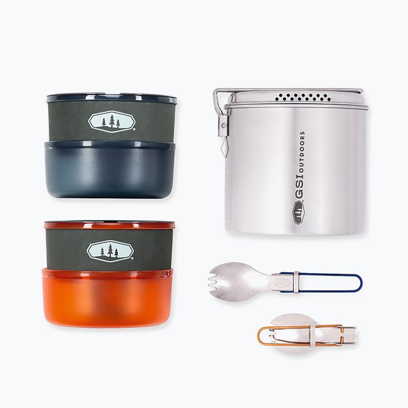 GSI Outdoors Glacier Dualist brushed stainless steel hiking cookware set