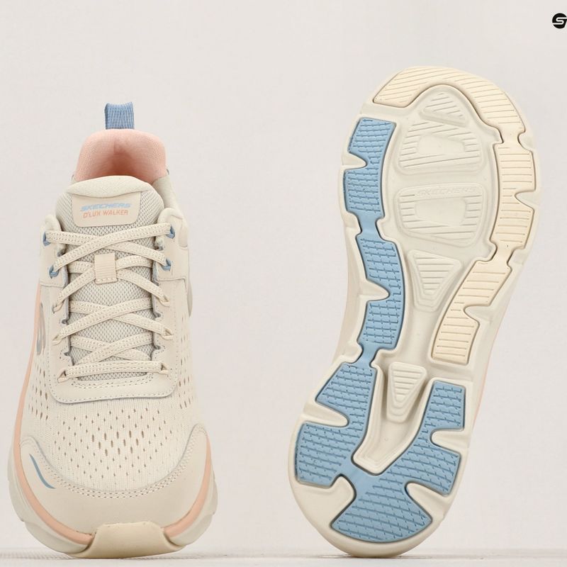 SKECHERS women's D'Lux Walker 2.0 Daisy Doll beige/mesh/pink/blue shoes 8